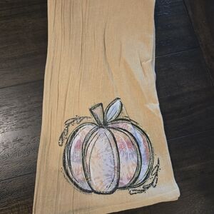 Tan Scarf with Pumpkin Design